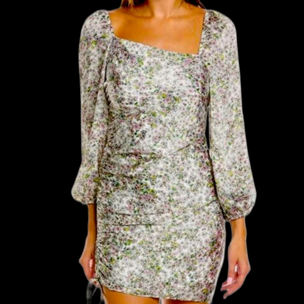 BCBGeneration Long Sleeve Ruched Dress in Geranium BNWT - Picture 2 of 9
